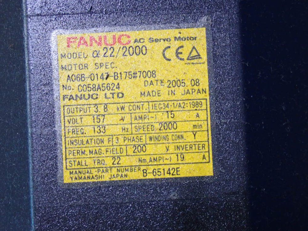 Fanuc 3.8 Kw Servo Motor - A06b-0147-b175#7008