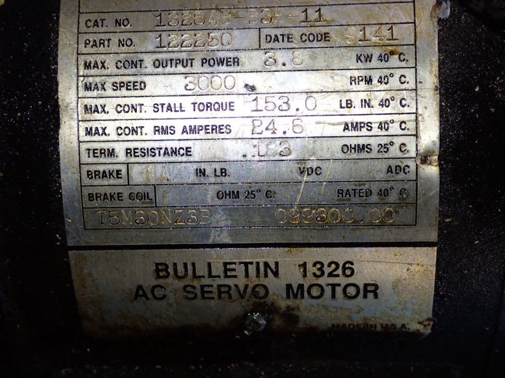 Allen-bradley 3.8 Kw Servo Motor - 1326ab-b3e-11