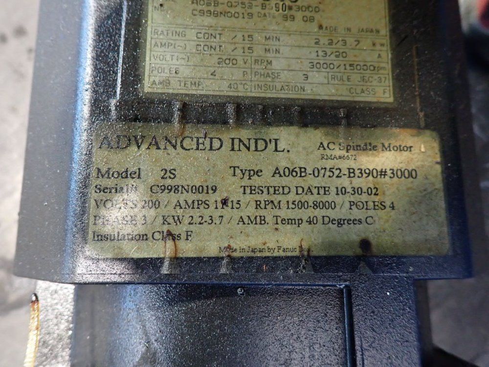 Fanuc 3.7 Kw Servo Motor - A06b-0752-b390#3000