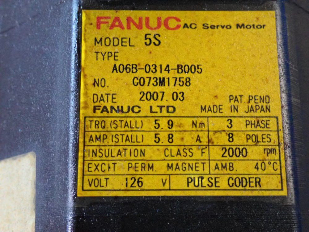 Fanuc Servo Motor - A06b-0314-b005