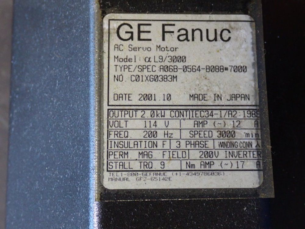 Fanuc 2.0 Kw Servo Motor - A06b-0564-b088#7000