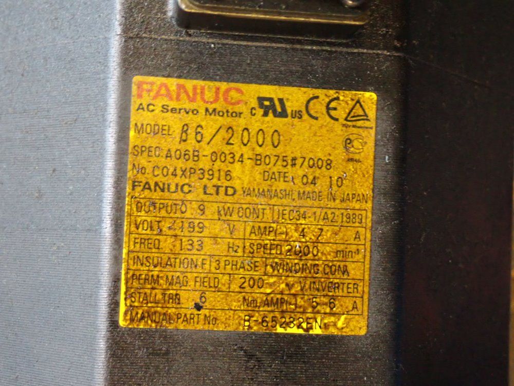 Fanuc .9 Kw Servo Motor - A06b-0034-b075#7008