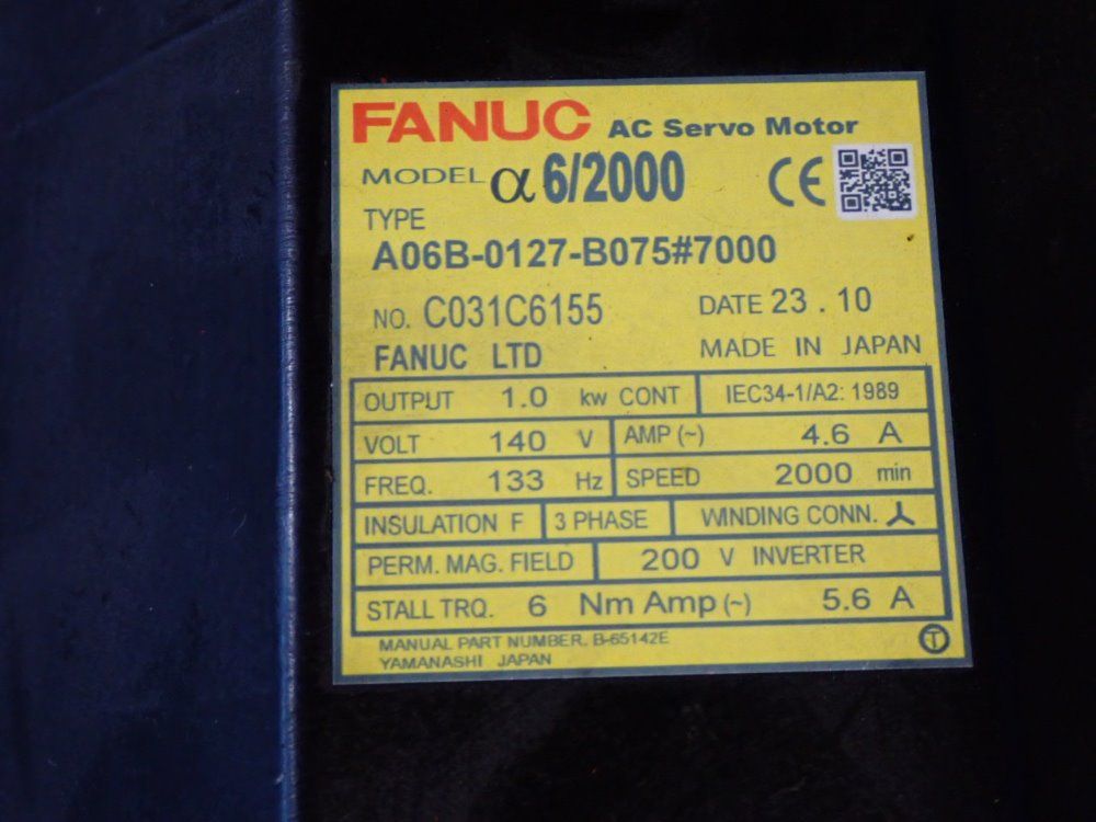 Fanuc 1.0 Kw Servo Motor - A06b-0127-b075#7000