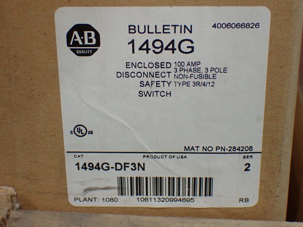 Allenbradley Enclosed Disconnect Switch