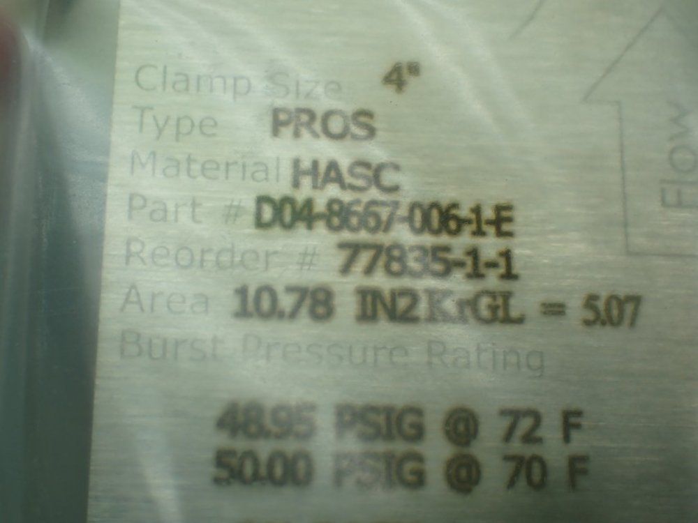 Oseco 48.95 Psig Burst Pressure @ 72f Rupture Disk. - D04-8667-006-1-e