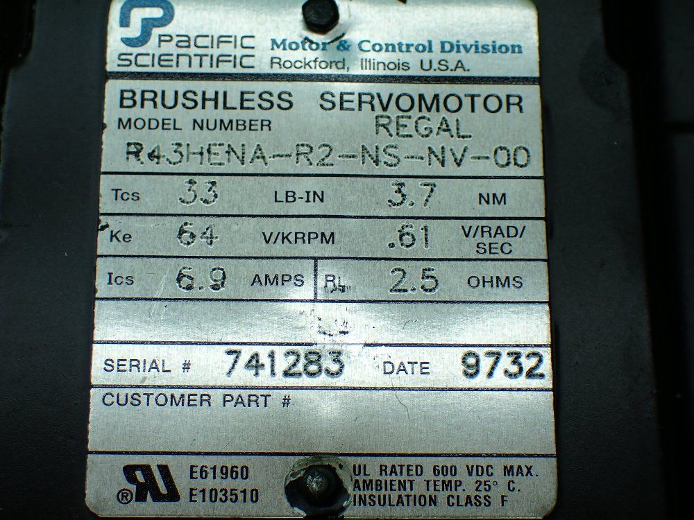 Pacific Scientific Brushless Servomotor