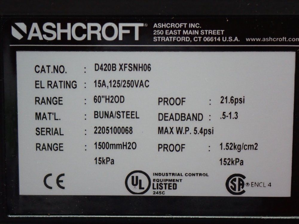 Ashcroft Pressure Switch