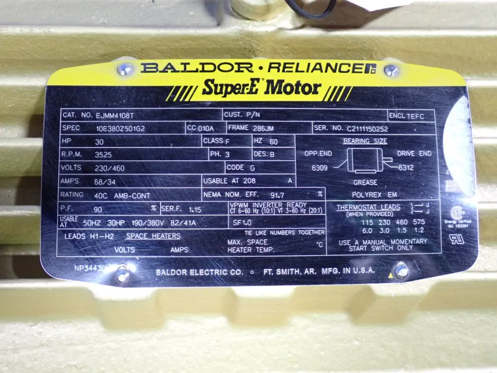 Baldor 30 Hp Motor - Ejmm4108t
