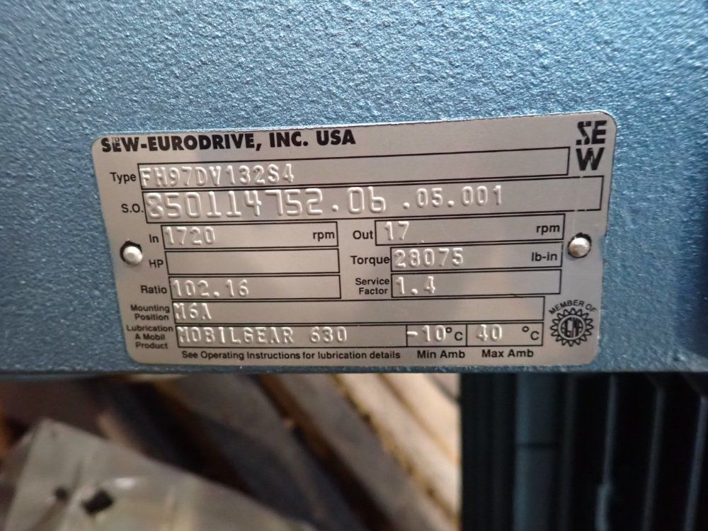 Sew-eurodrive 7.5 Hp Gear Drive
