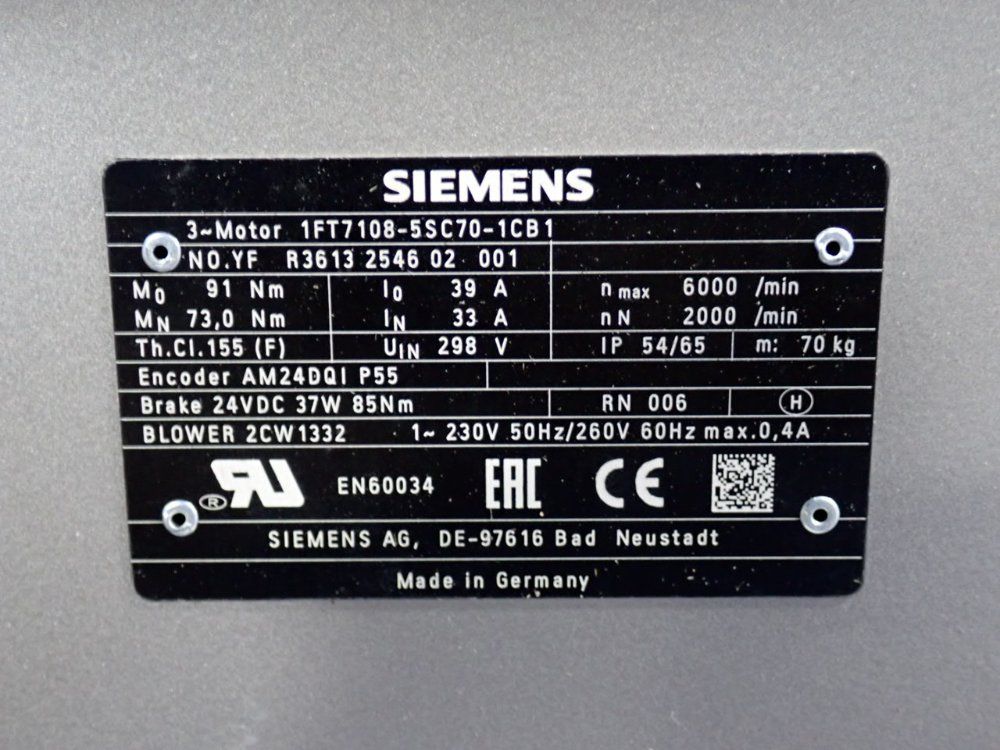Siemens Motor - 1ft7108-5sc70-1cb1