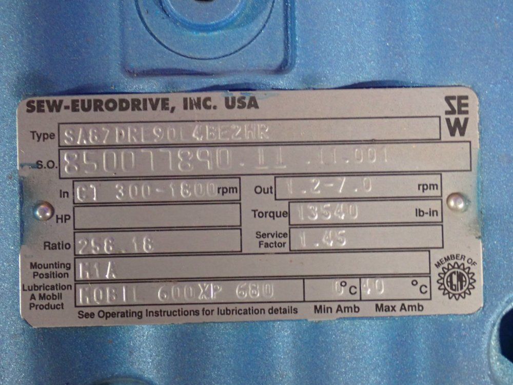 Sew-eurodrive 2 Hp Gear Drive