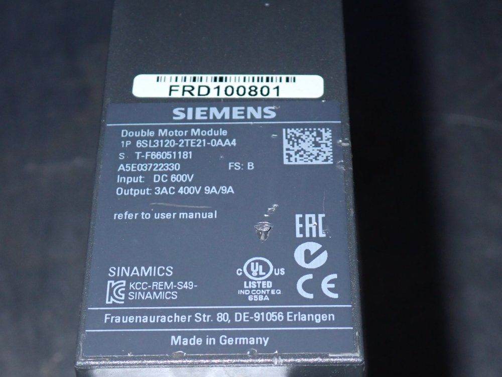 Siemens Double Motor Module - 6sl3120-2te21-0aa4