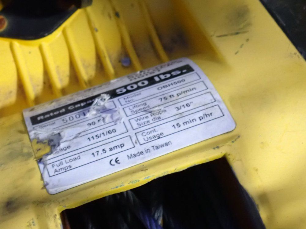 Oz 500 Lbs Electrical Hoist - Obh500