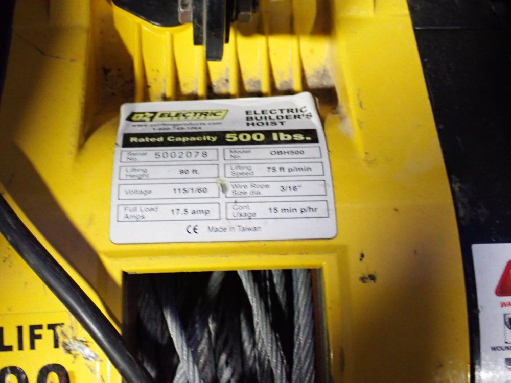 Oz 500 Lb Electrical Hoist - Obh500