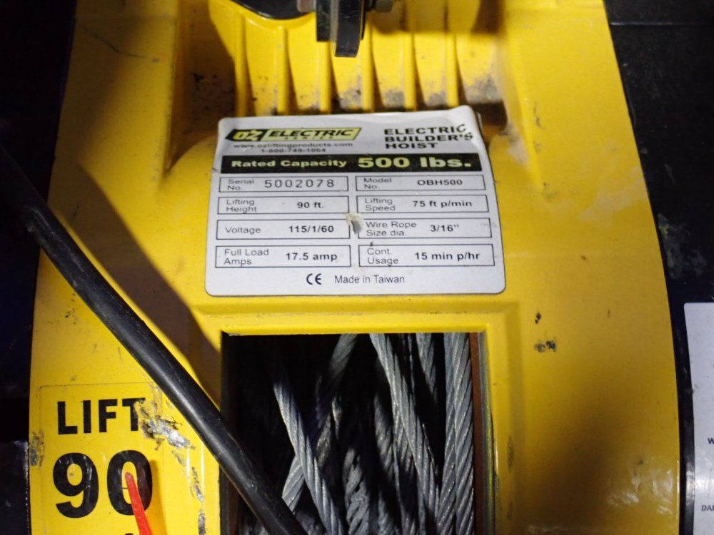 Oz 500 Lb Electrical Hoist - Obh500