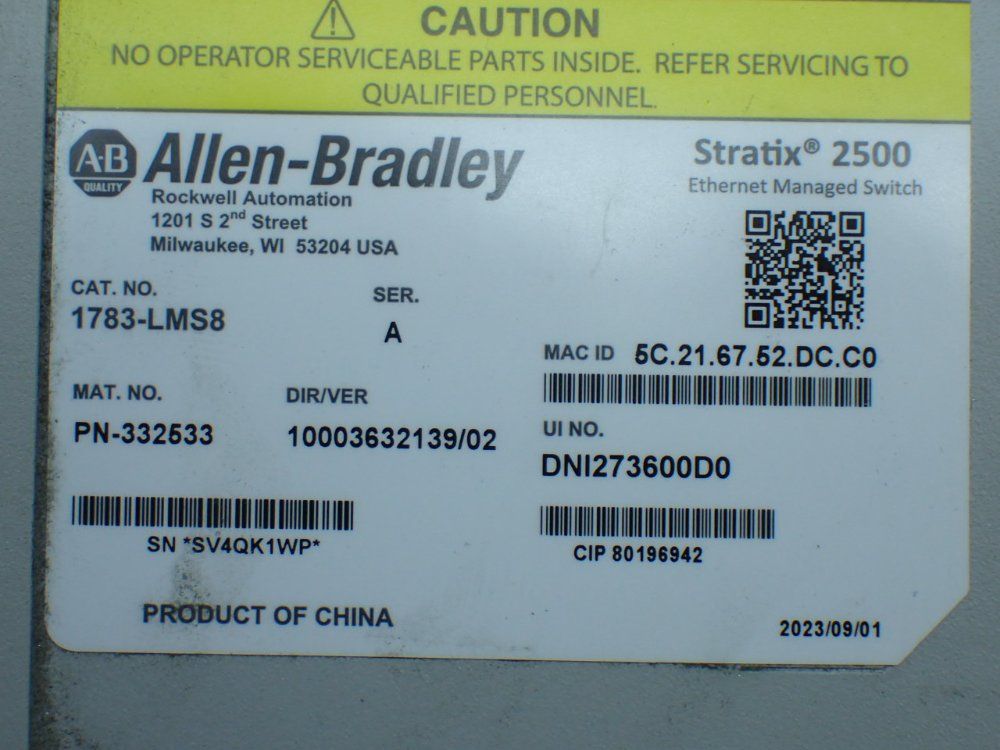 Allen-bradley Stratix 2500 Ethernet Switch - 1783-lms8