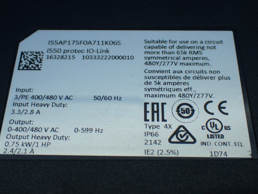Lenze 1hp I550 Protec Frequency Inverter - I55ap175f0a711k06s