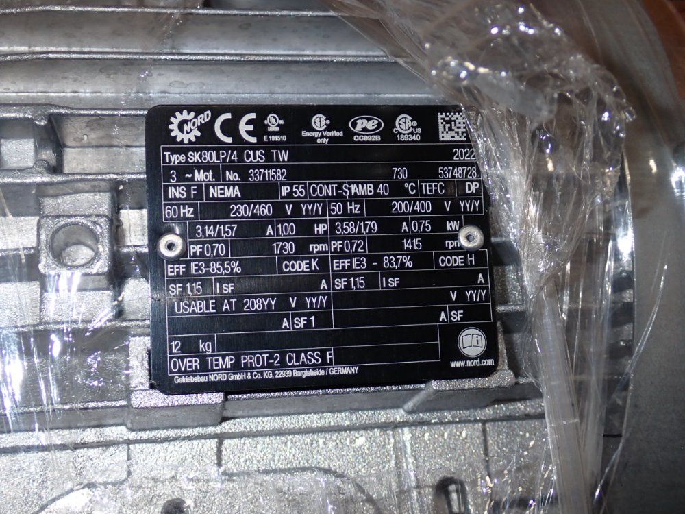 Nord Drive Systems 1 Hp Gear Drives - Sk80lp/4 Cus Tw 92372.1abdh-80lp/4
