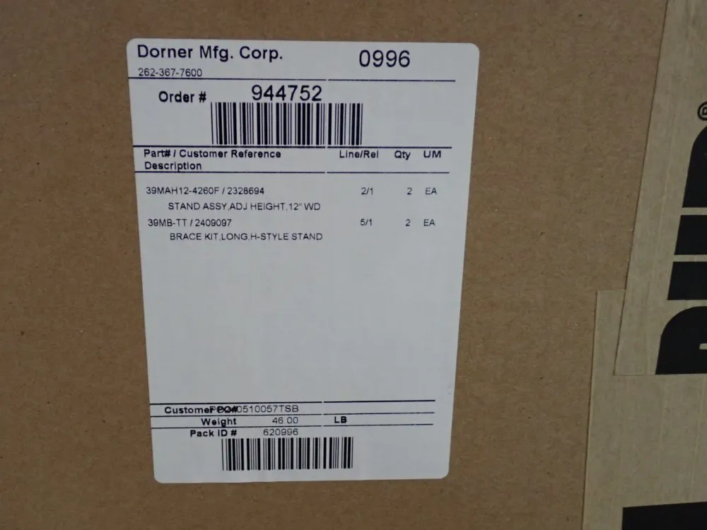 Dorner Manufacturing Corporation Assembly Stand And Brace Kit