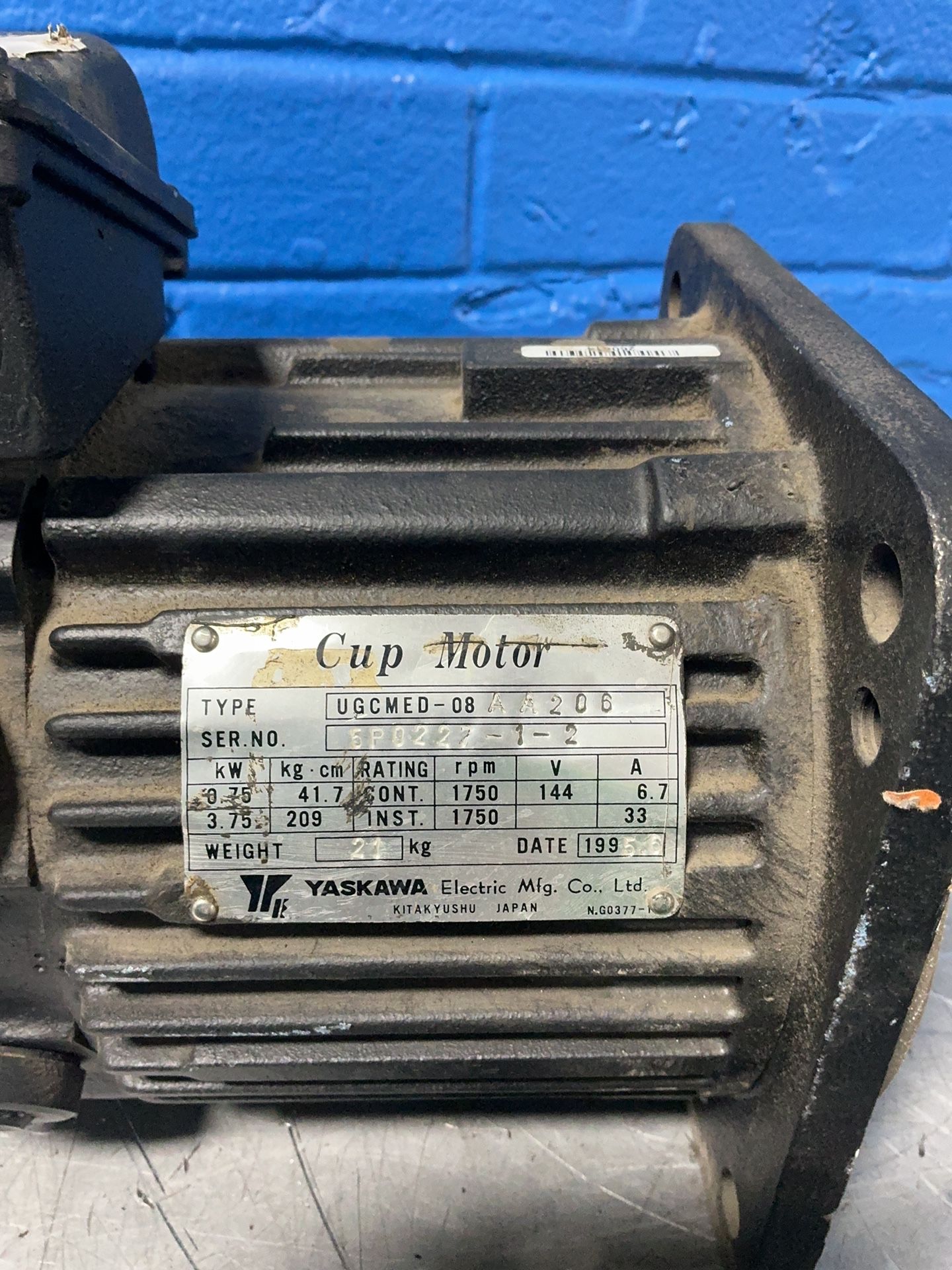 Yaskawa 3.75 Kw Servo Motor - Ugcmed-08 Aa206