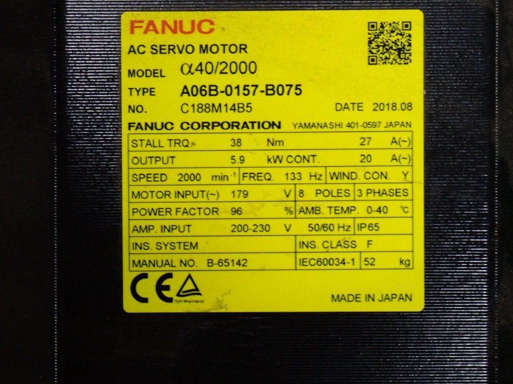Fanuc 5.9 Kw Servo Motor - A06b-0157-b075