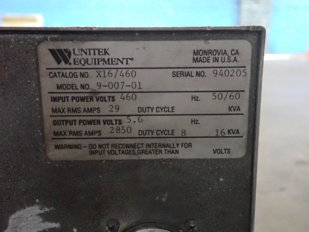 Unitek Miyachi X16/460 Unipulse Welding Transformer - 9-007-01