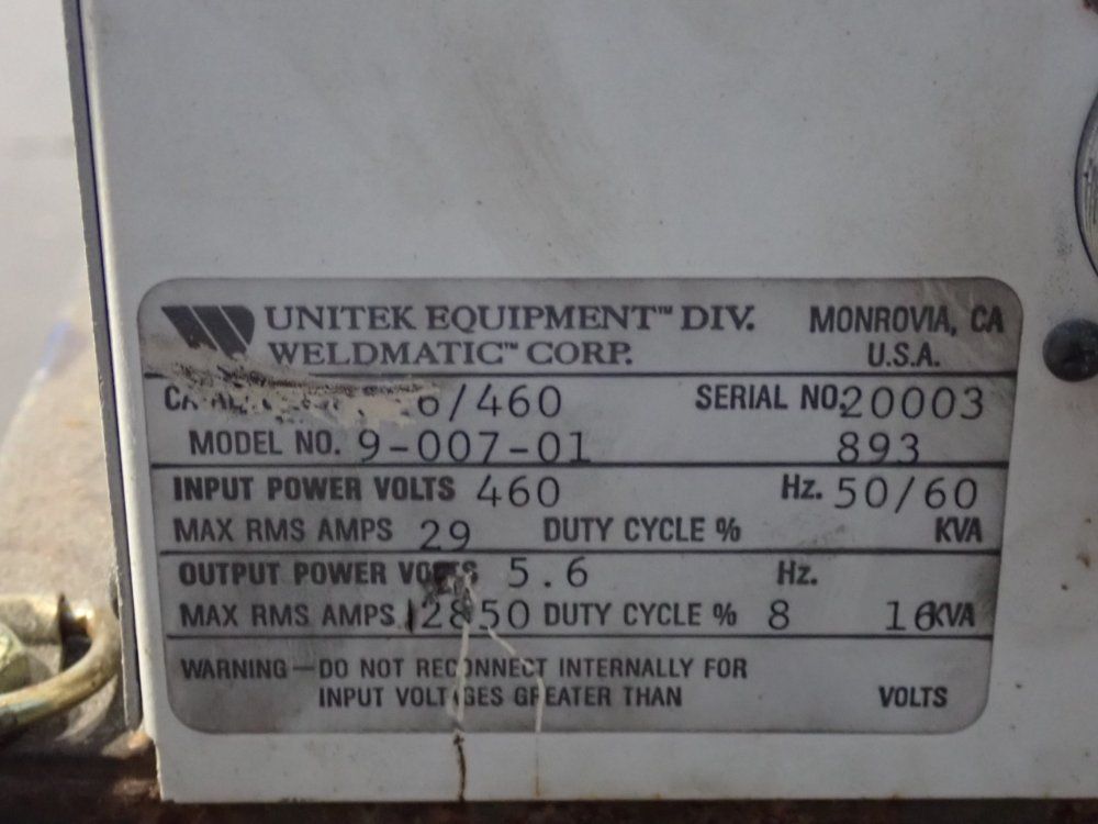 Unitek Myachi X16/460 Unipulse Welding Transformer - 9-007-01