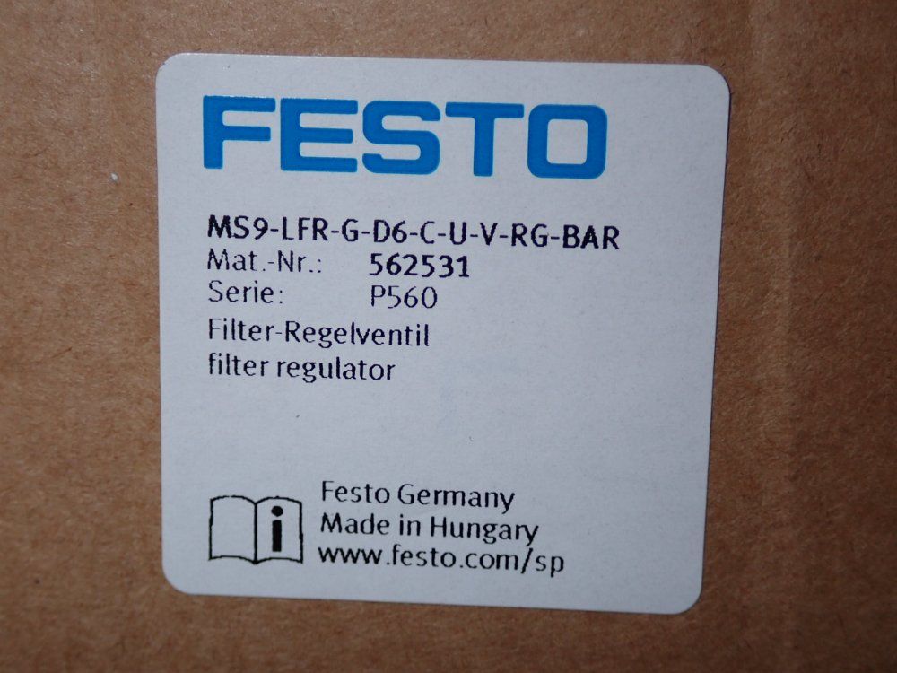 Festo 105-180 Psi Air Regulator - Ms9-lfr-g-d6-c-u-v-rg-bar