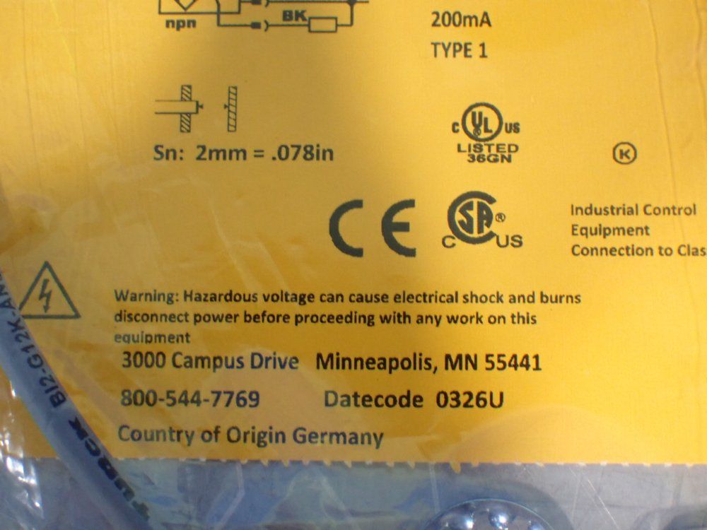 Turck 5 Proximity Sensors - Bi2-g12k-an6x-0.3-rs4t