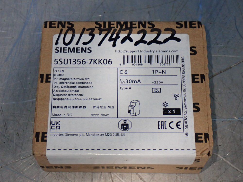 Siemens Din Rail Mount Circuit Breaker - 5su1356-7kk06