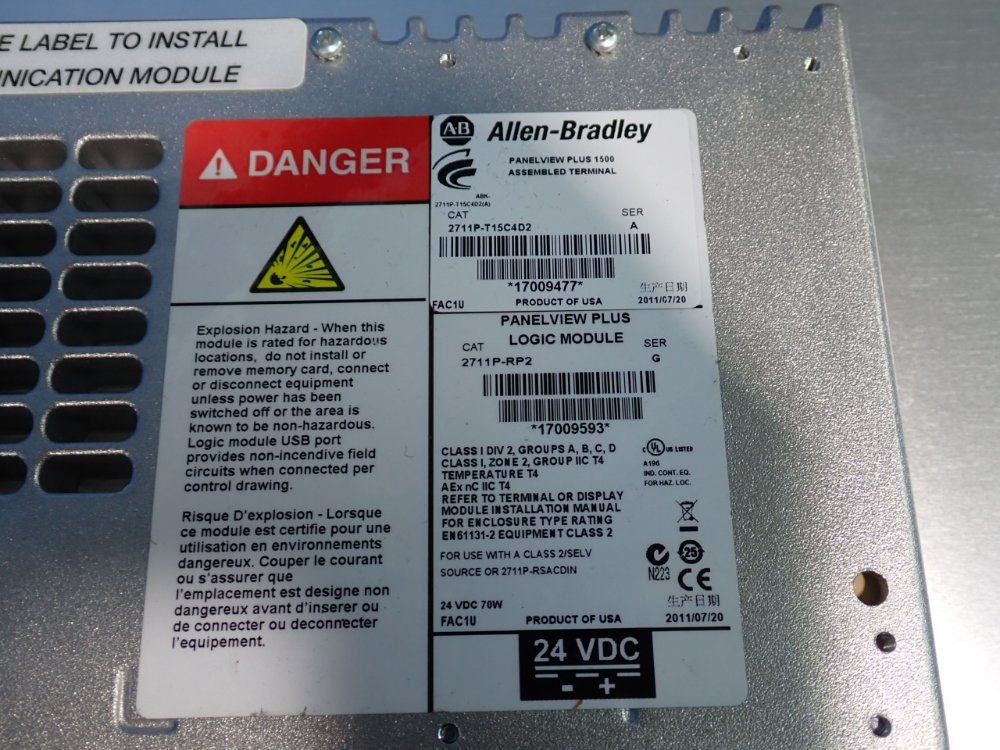 Allen Bradley Series B Panelview Plus 1500 Color Touch Dispplay Module - 2711p-rdt15c