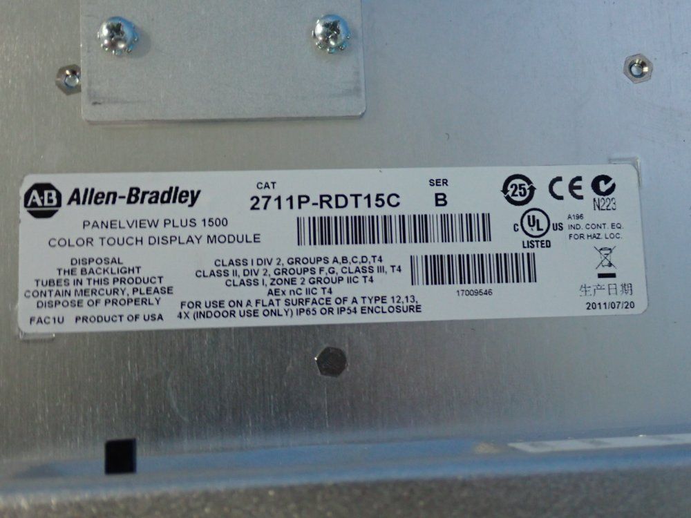 Allen Bradley Series B Panelview Plus 1500 Color Touch Dispplay Module - 2711p-rdt15c
