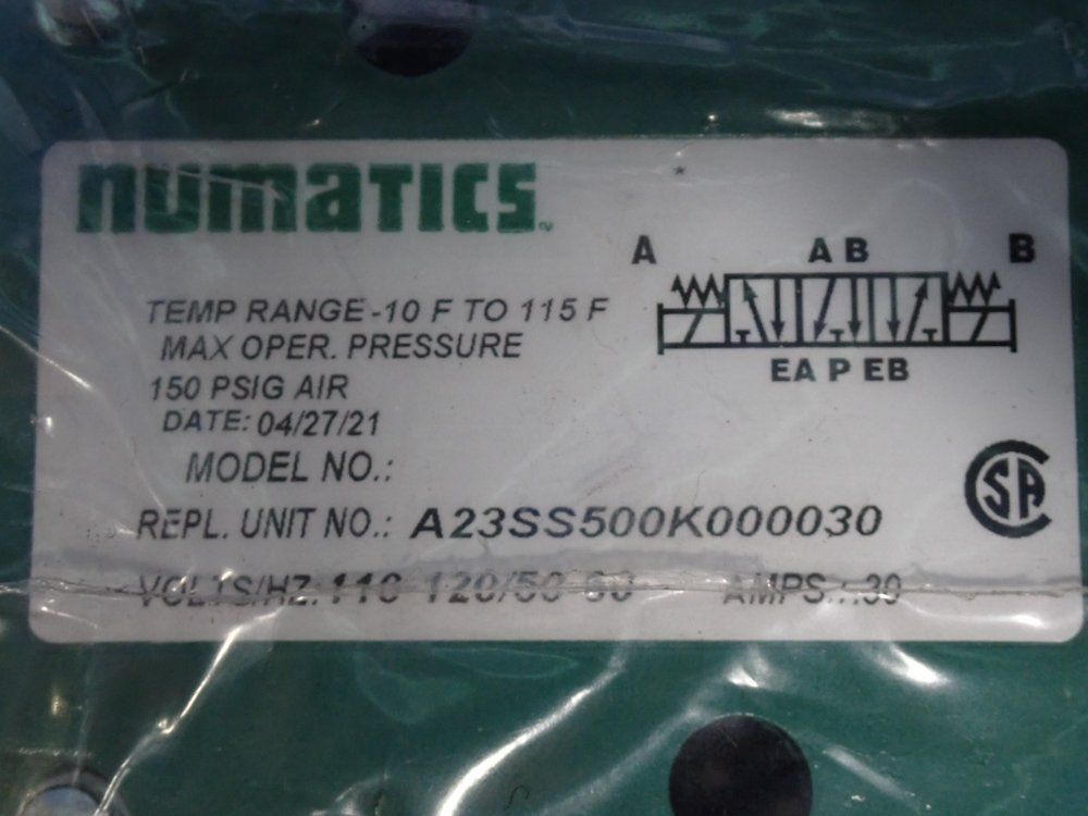 Numantics 150 Psig Solenoid Valve - A23ss500k000030