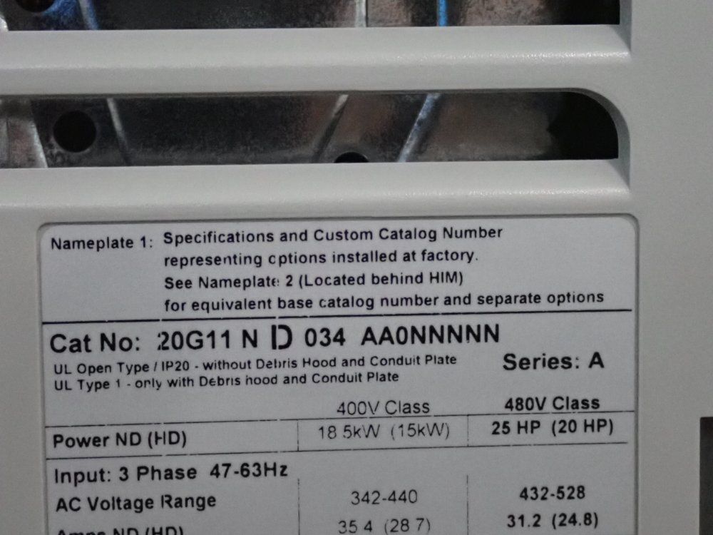 Allen Bradley 25 Hp Series A Powerflex755 - 20g11nd034aa0nnnnn