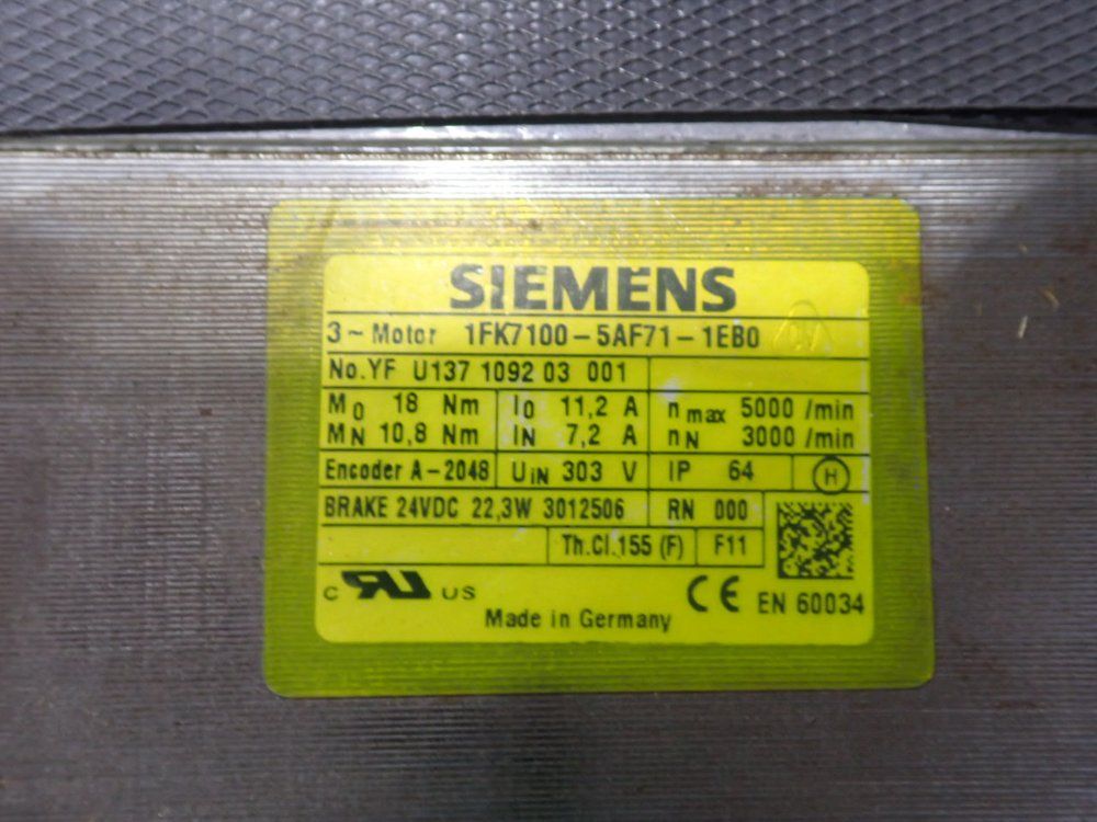 Siemens Servo Motor - 1fk7100-5af71-1eb0