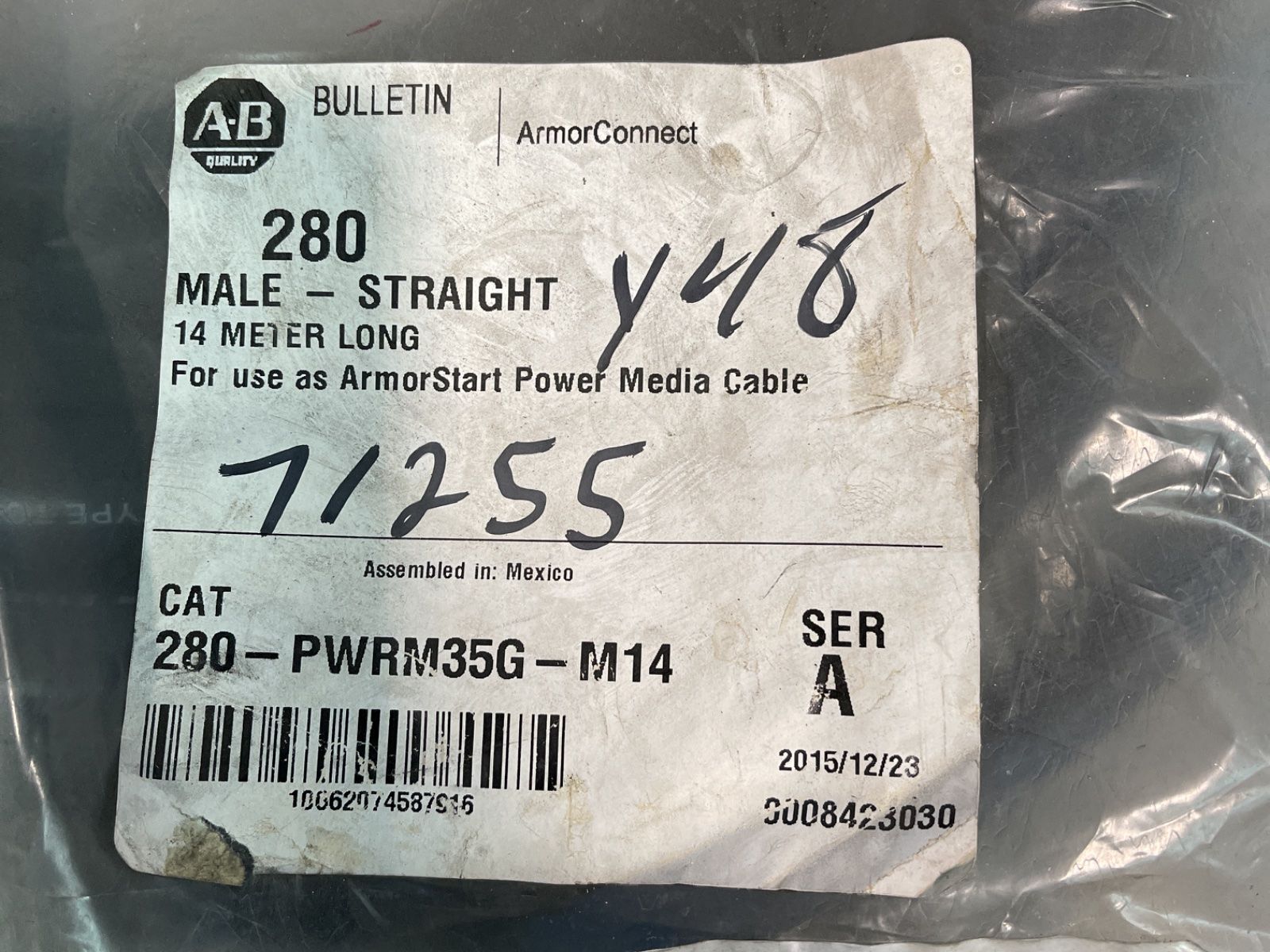 Allen-bradley 14 M Armorconnect 3 Phase Power Media Trunk Cable - 280-pwrm35g-m14