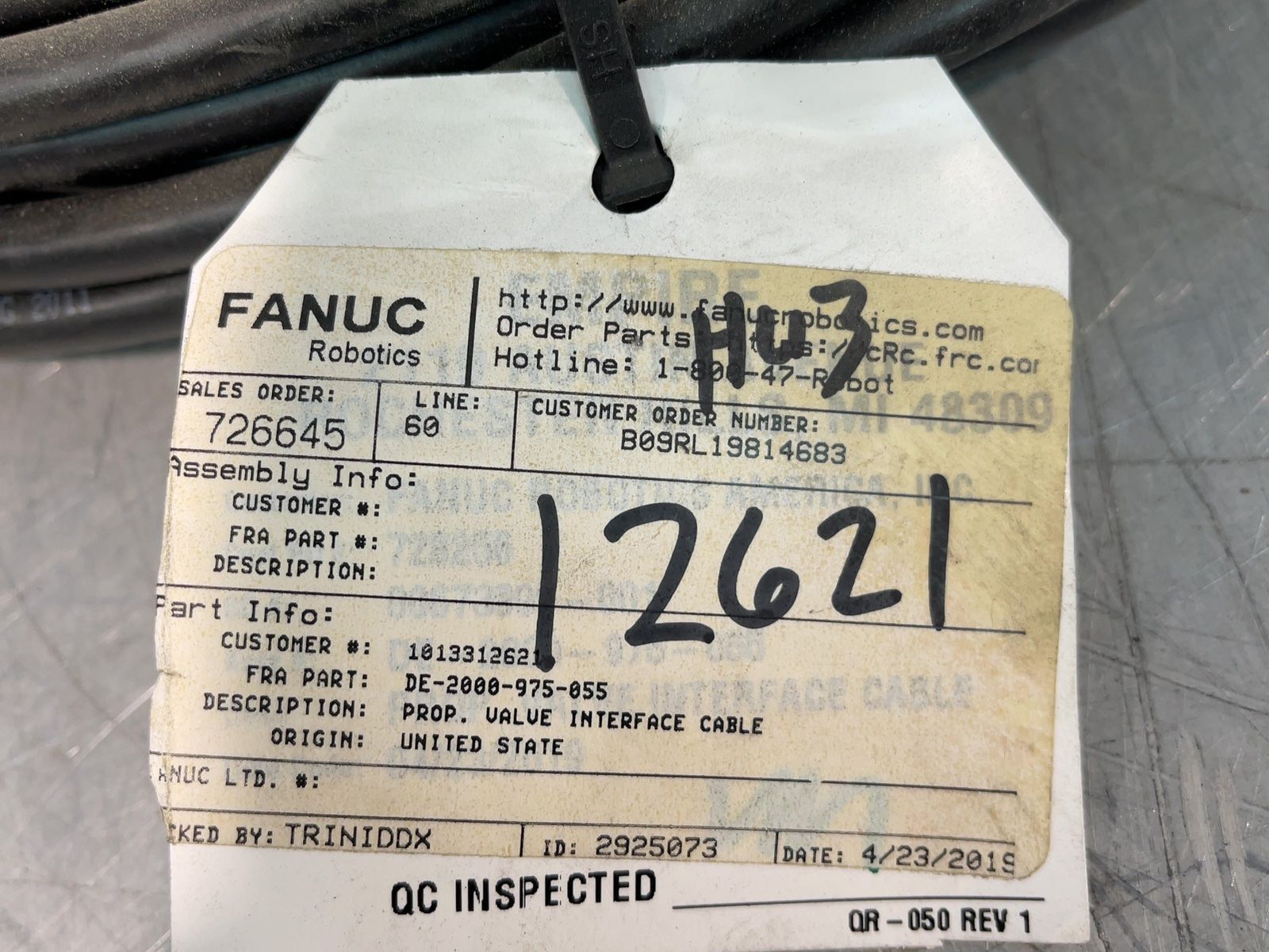 Fanuc Proportional Valve Interface Cable - De-2000-975-055