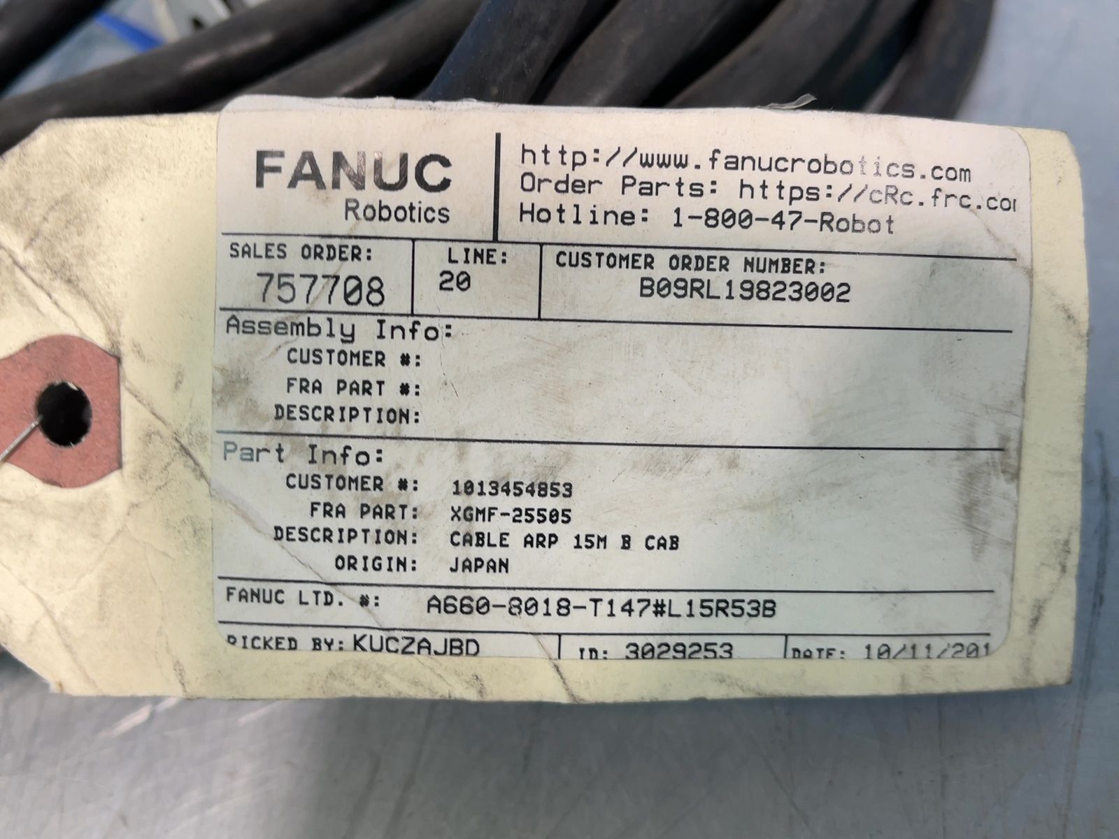 Fanuc Arp Cablr - A660-8018-t147#l15r53b