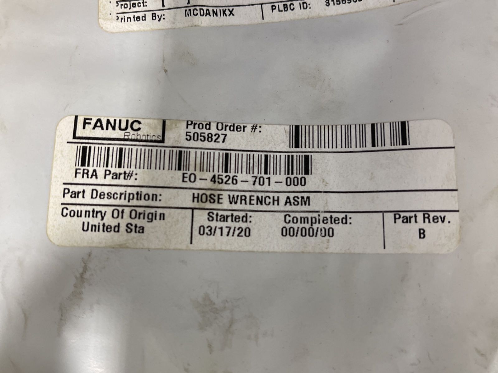 Fanuc Hose Wrench Assembly - Eo-4526-701-000