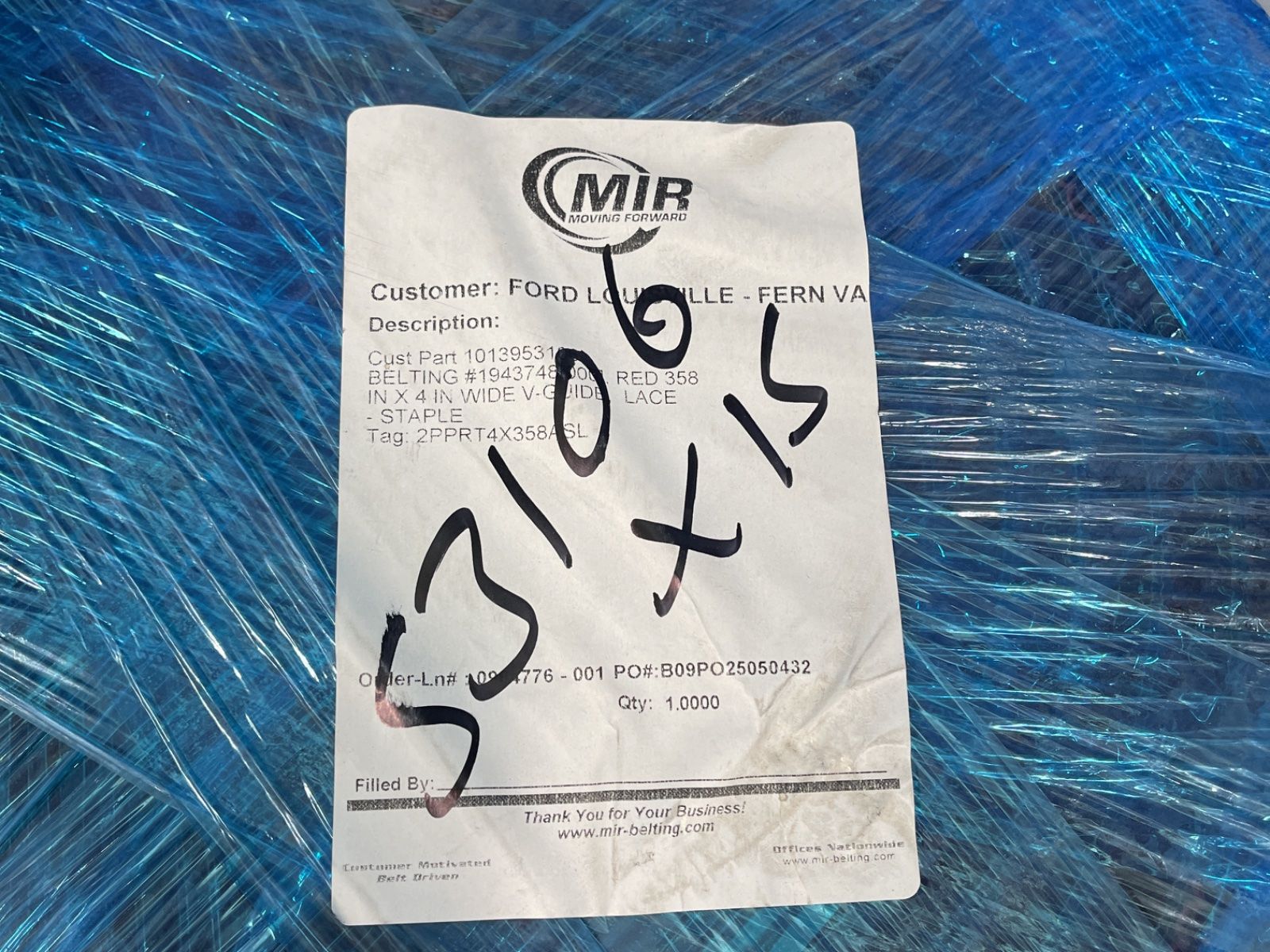 Mir Belting 358” X 4” Industrial Belt - 1943780001