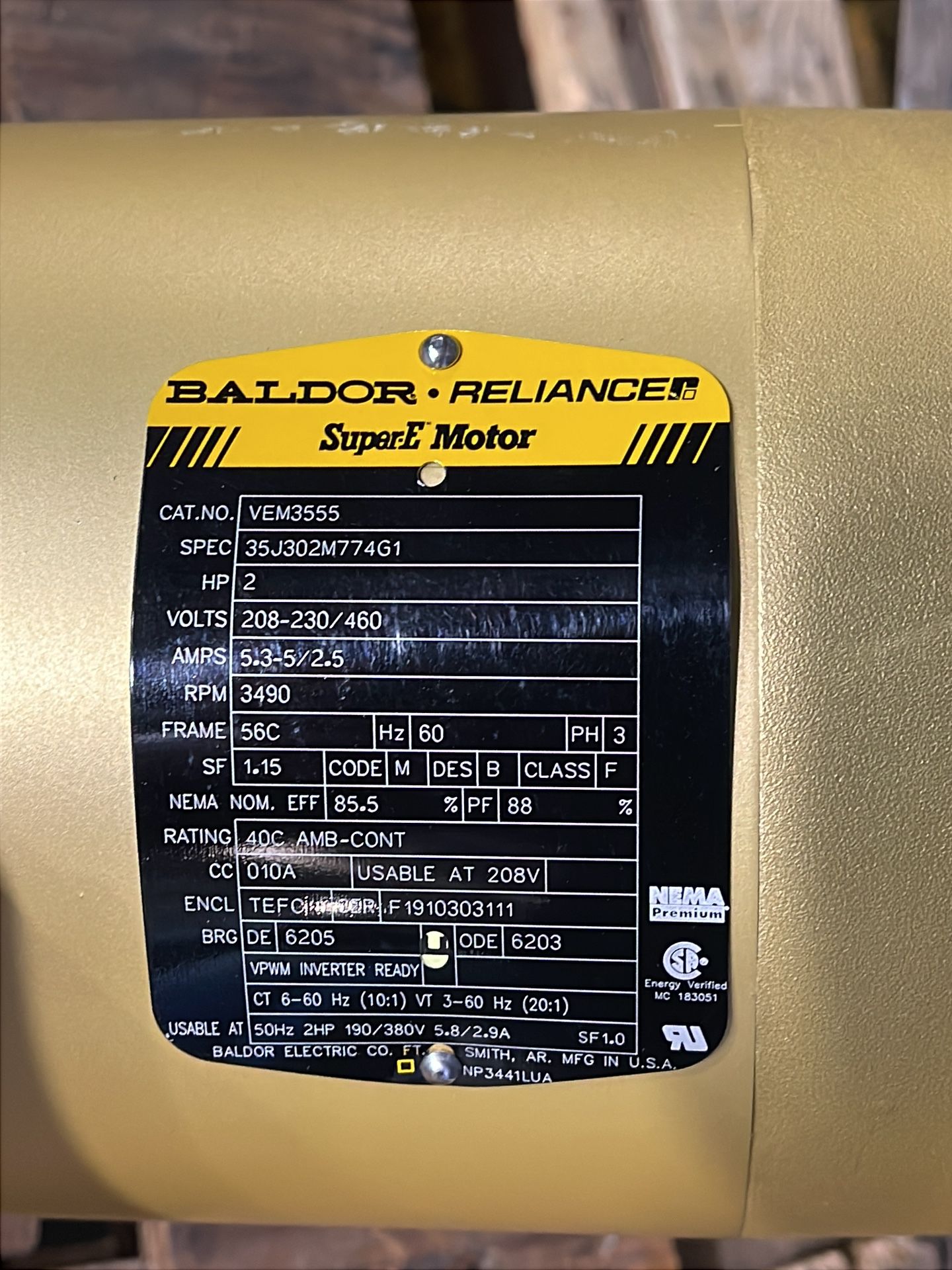 Baldor 2 Hp Blower W/ Reliance Super-e Motor - Vem3555