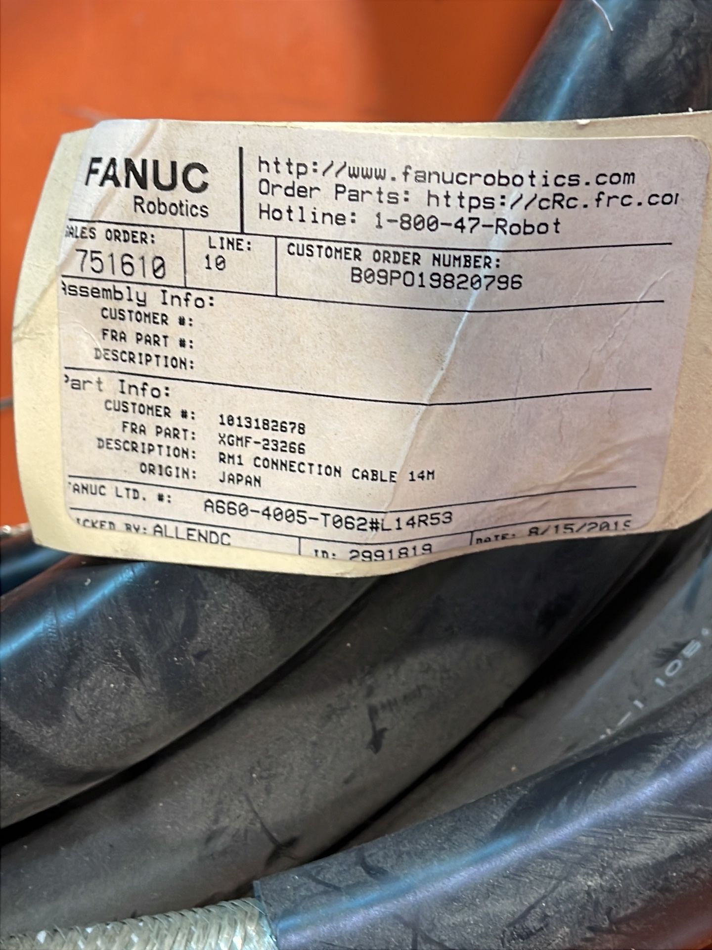 Fanuc 14 M Rm1 Connection Cable - A660-4005-t062#l14r53