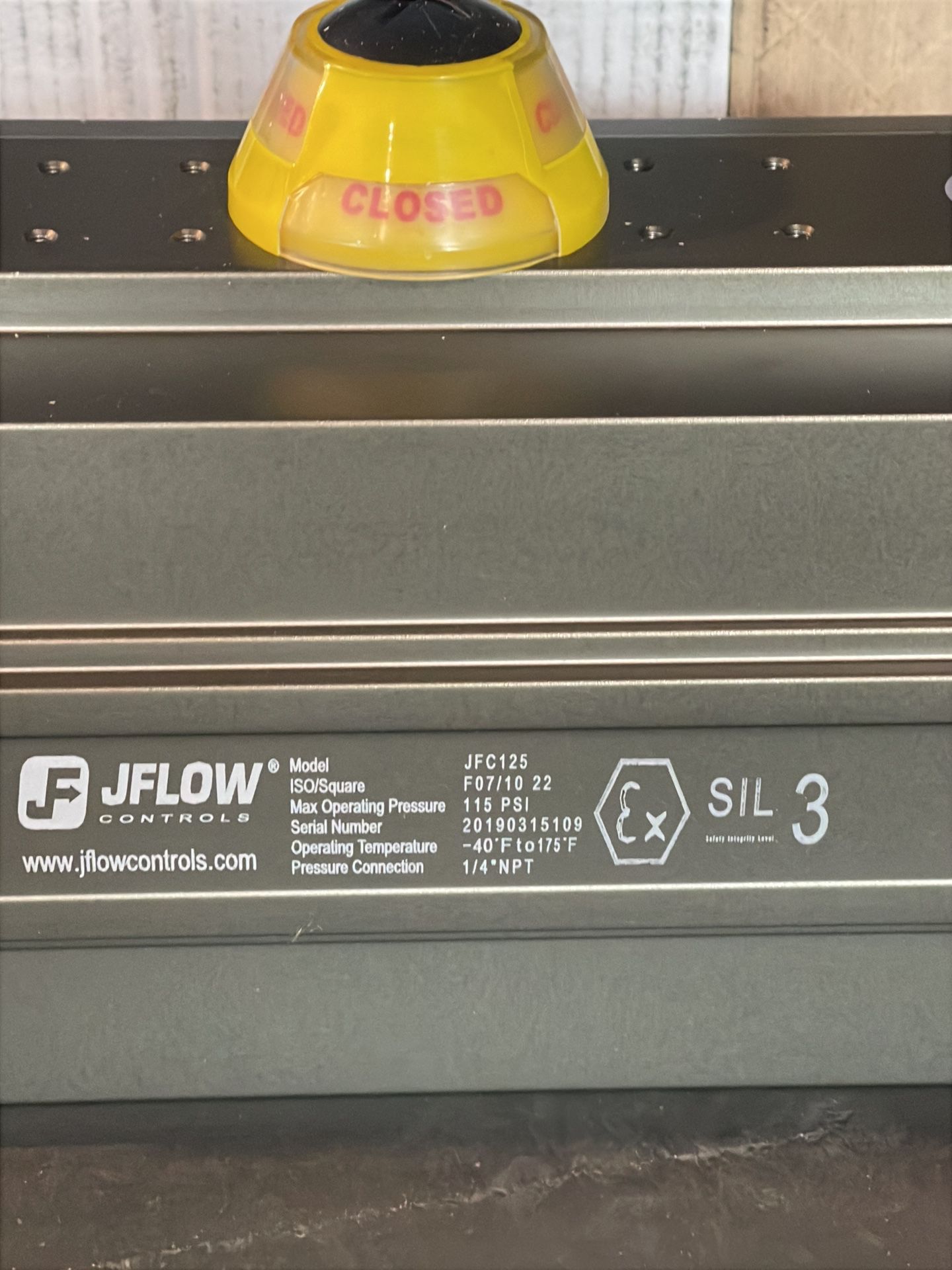Jflow Controls 115 Psi Pneumatic Rack And Pinion Actuator - Jfc125