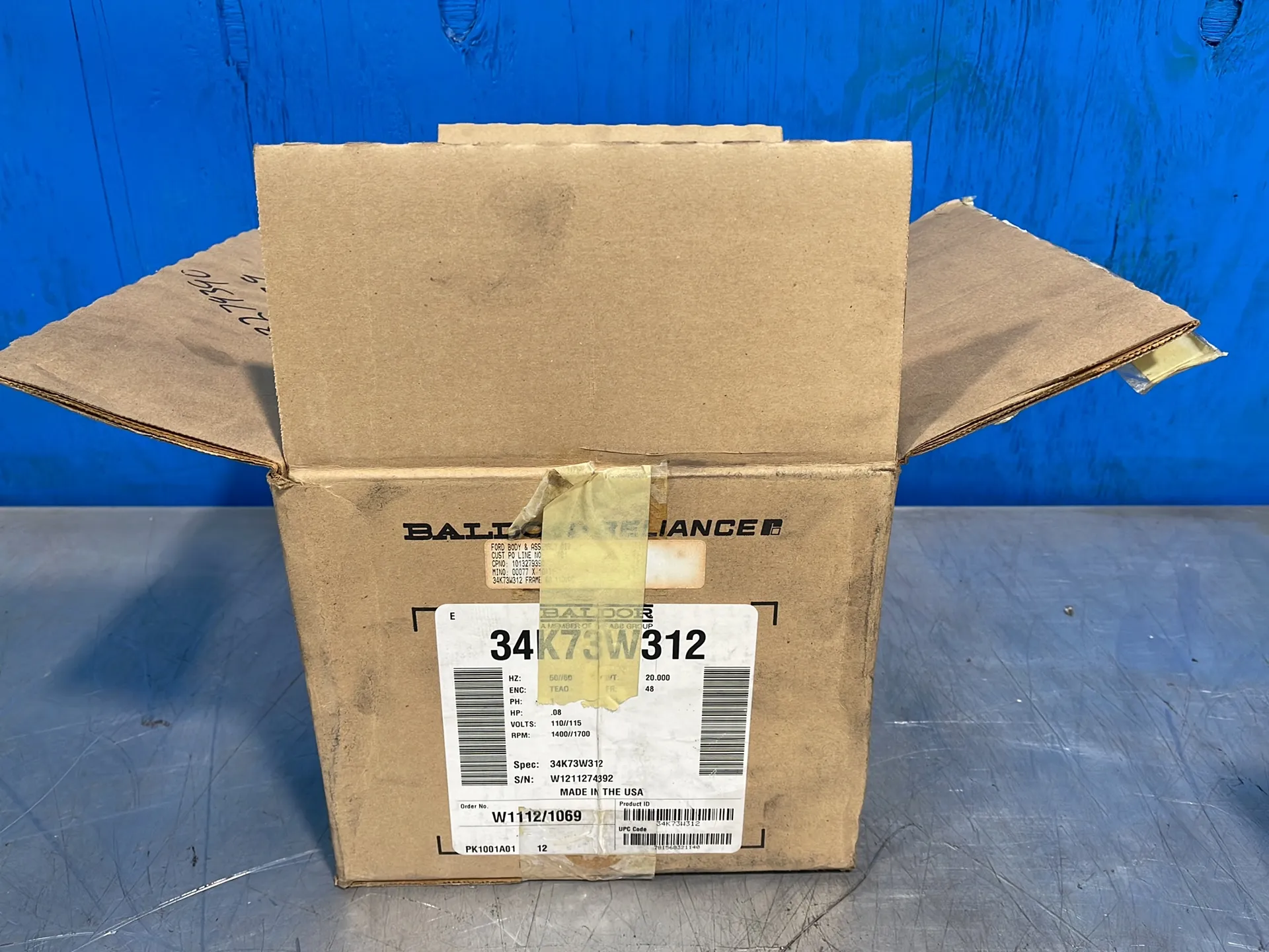 Baldor 0.08 Hp Industrial Motor - 34k73w312