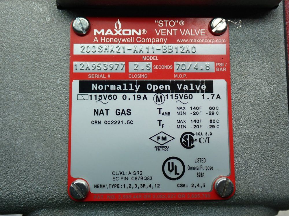 Honeywell Maxon 2" Npt Gas Valve Assembly - 200sma21-aa11-bb12a0