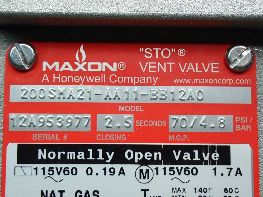 Honeywell Maxon 2" Npt Gas Valve Assembly - 200sma21-aa11-bb12a0