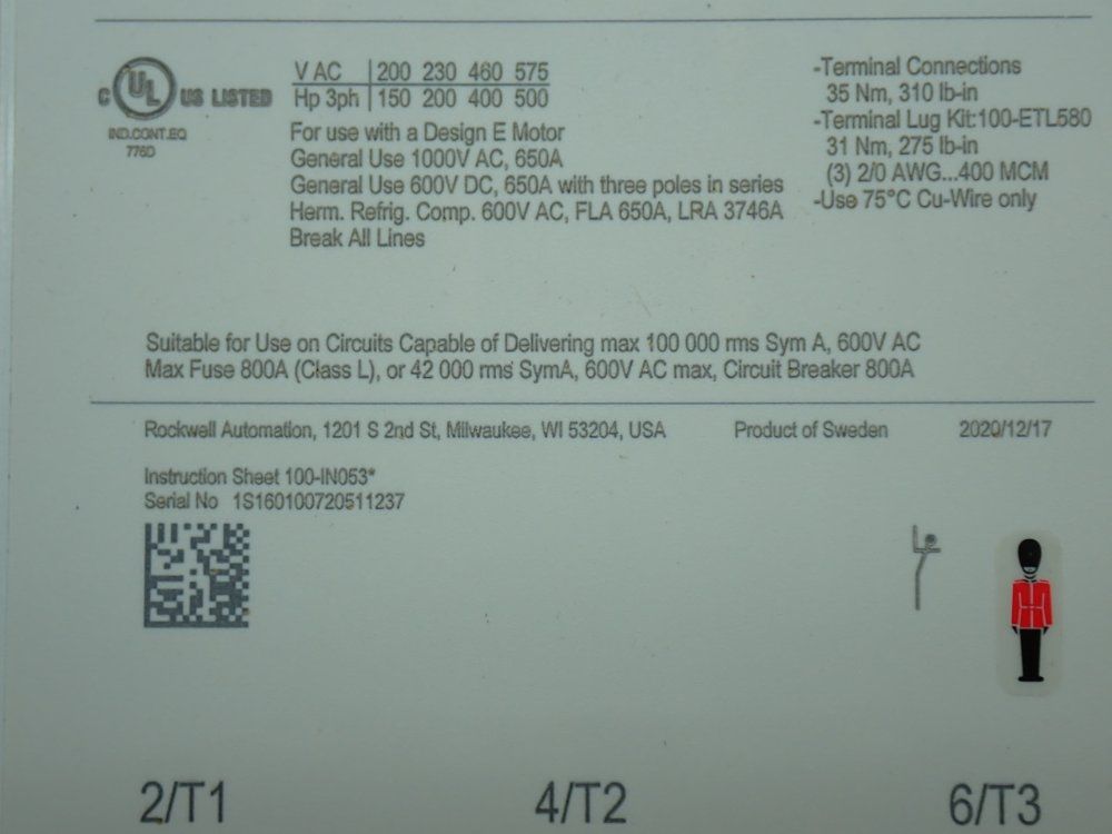 Allen-bradley 100-250v Ac/dc 50/60hz Safety Contactor - 100s-e460ed12c