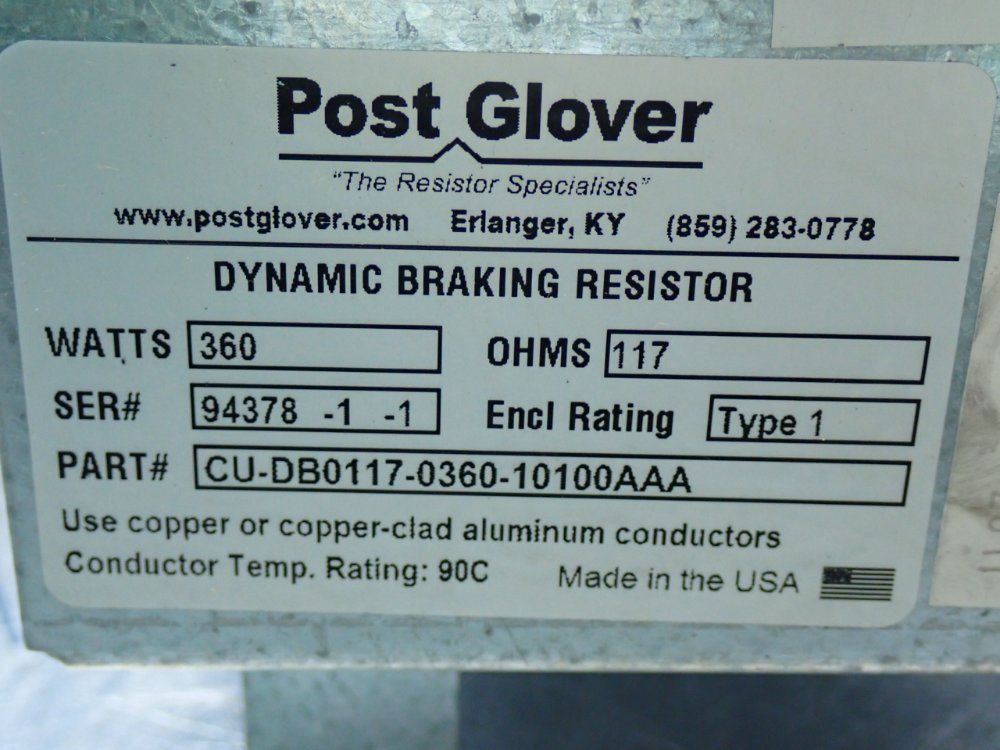 Post Glover Dynamic Brake Resistor - Cu-db0117-0360-10100aaa