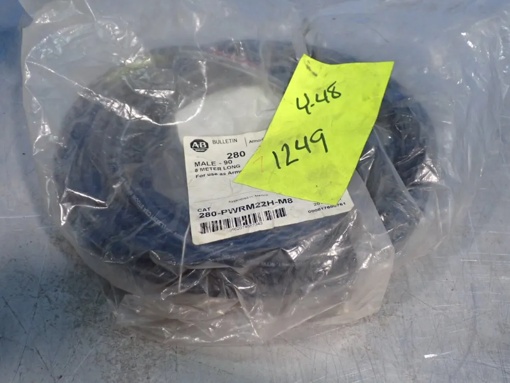 Allen-bradley 8 M, 600 V Armorconnect 3 Phae Power Media Drop Cable, Male 90 - 280-pwrm22h-m8