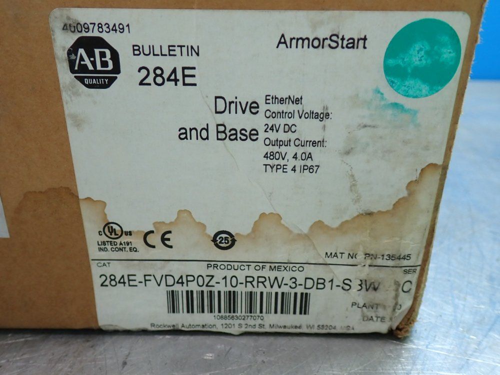 Allen-bradley Armorstart Drive & Base - 284e-fvd4p0z-10-rrw-3-db1-sbw